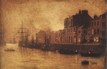 Soirée Whitby Harbour Paysage de la ville John Atkinson Grimshaw Peinture à l'huile